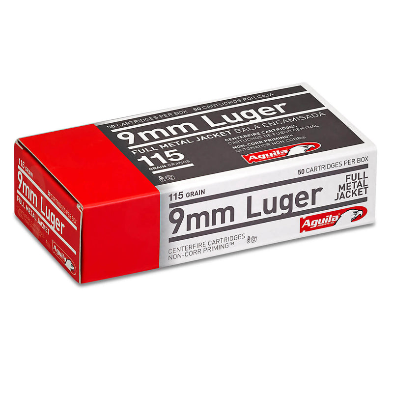 9mm Luger, Aguila Ammunition, FMJ 115GR 50RD/BX