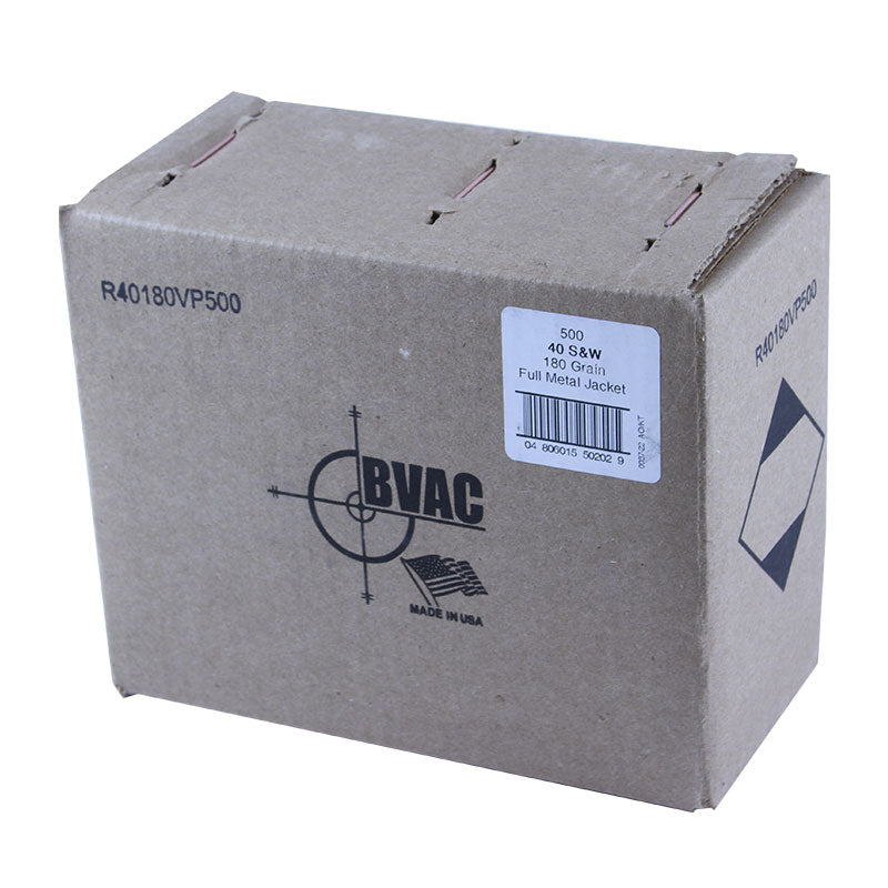 BVAC .40 S&W Ammunition 50/500 Rounds Reloaded FMJ 180 Grains