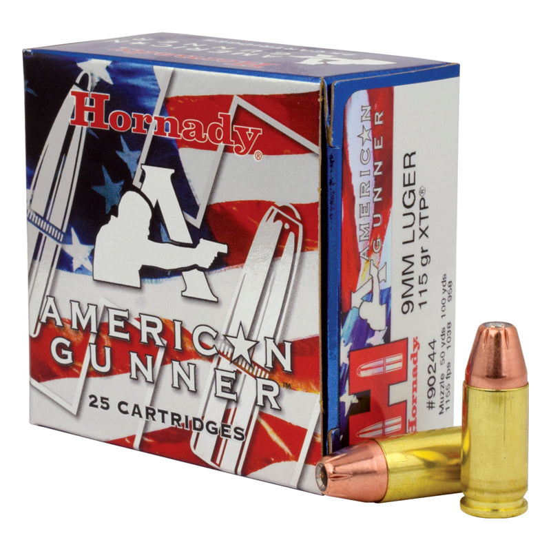 9mm Luger, Hornady Ammunition, American Gunner XTP 115GR 25RD/BX