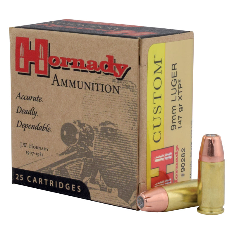 9mm Luger, Hornady Ammunition, Custom™ XTP 147GR 25RD/BX