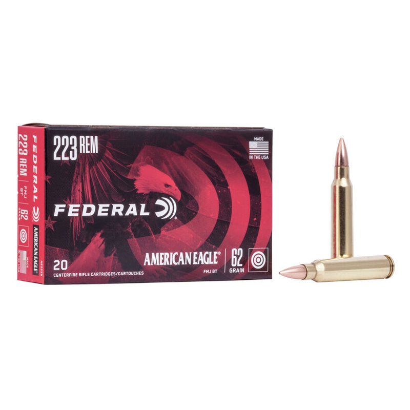 .223 Remington, Federal Ammo - American Eagle Rifle FMJBT 62GR. 20RD