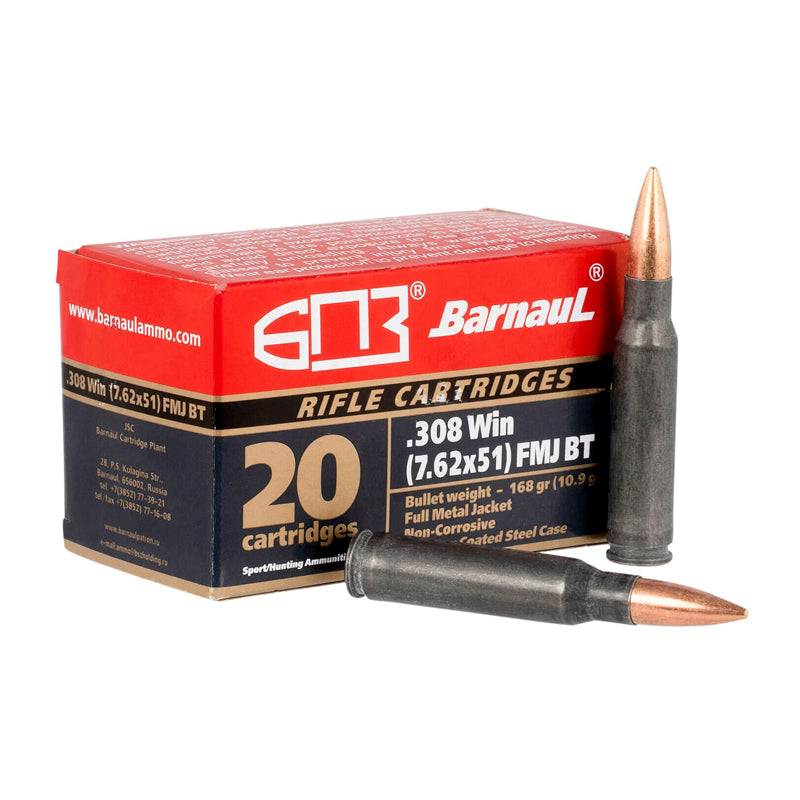 .308 WIN - Barnaul Ammunition - Rifle, FMJBT, 168GR. 20RD/BX