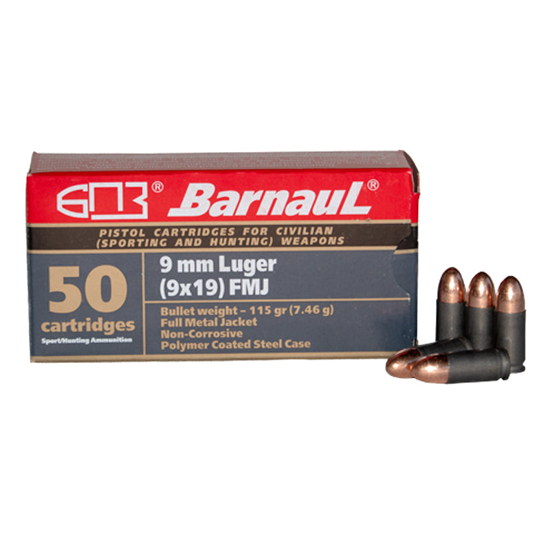 9mm Luger, Barnaul Ammunition, FMJ 115GR 50RD/BX