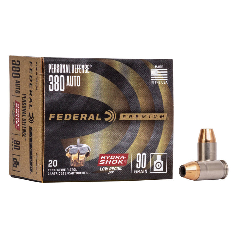 .380 Auto - Federal - Personal Defense, Hydra•Shok JHP 90GR. - 20RD/BX