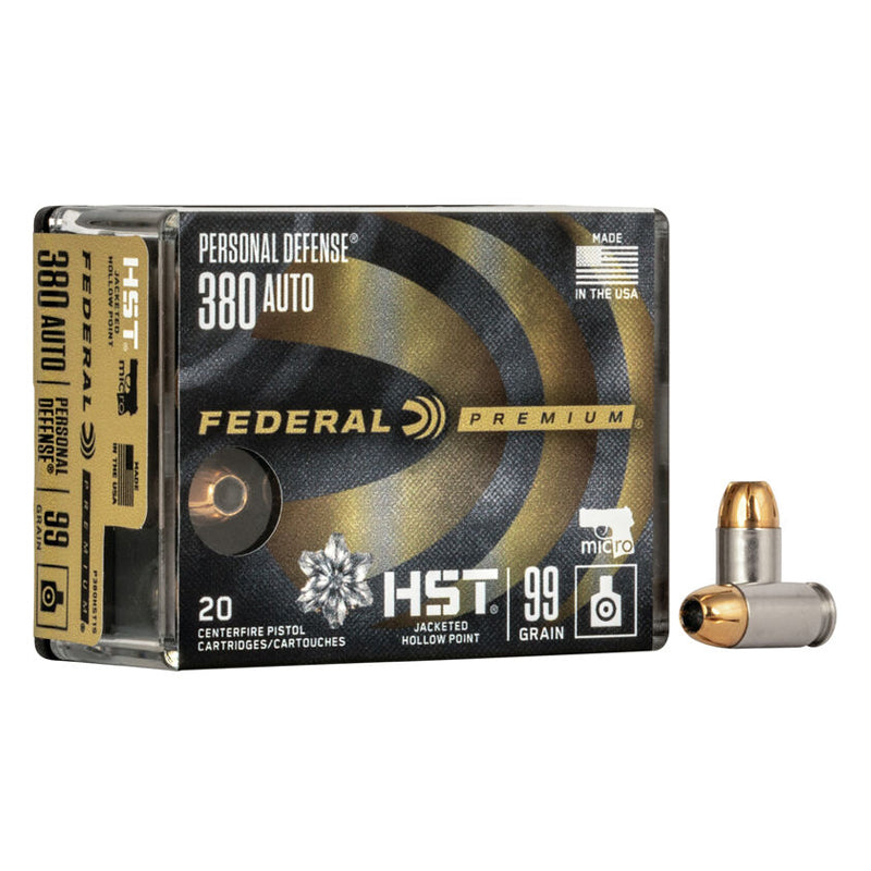 .380 Auto - Federal - Personal Defense, HST Micro JHP 99GR. - 20RD/BX