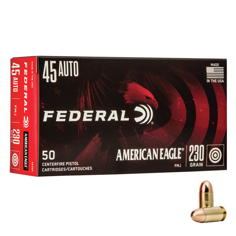.45 Auto - Federal - American Eagle, Handgun, FMJ, 230GR. - 50RD/BX