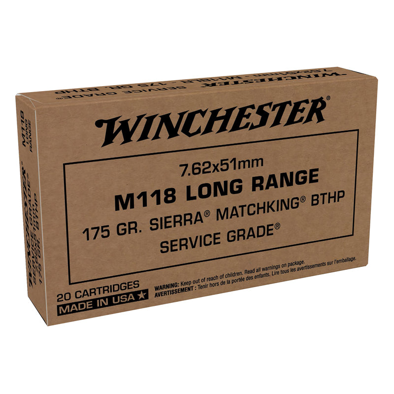 7.62 X 51mm, Winchester Ammo, Service Grade MatchKing 175GR. 20RD/BX