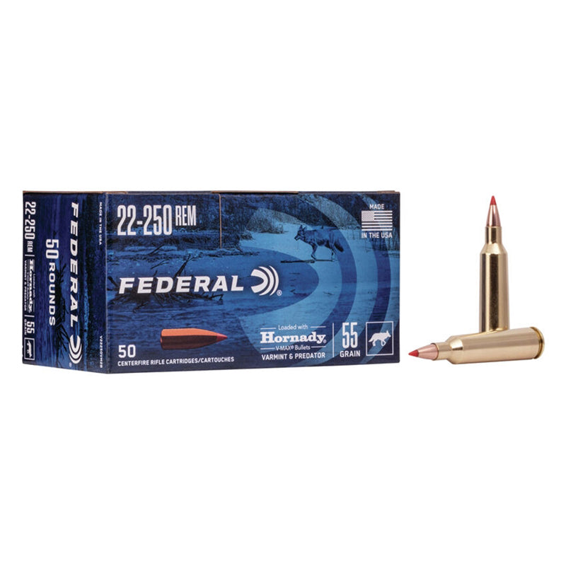 .22-250 Remington - Federal Ammo - Rifle, Hornady V-MAX, 50R