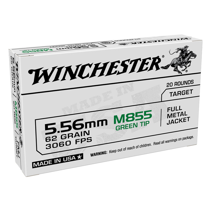 5.56 NATO - Winchester Ammo - USA GREEN TIP FMJ 62GR. 20RD/BX