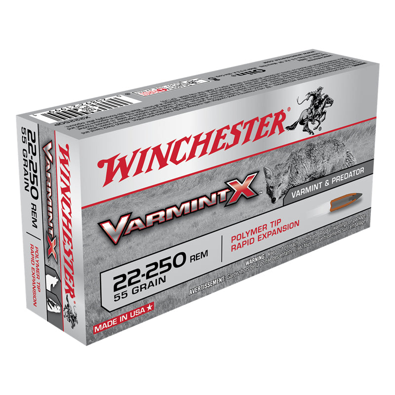 .22-250 Remington, Winchester Ammo, Varmint-X PTRE 55GR. 20RD/BX