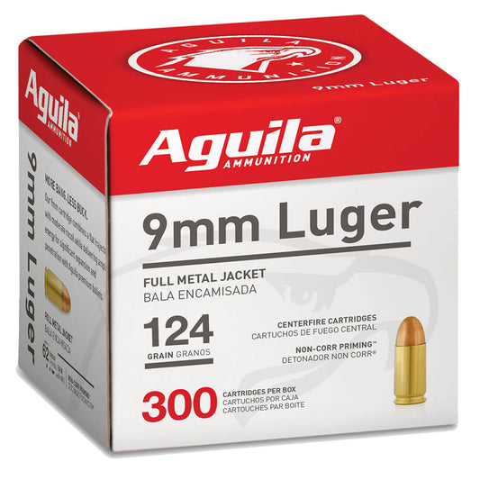 9mm Luger, Aguila Ammunition, FMJ 124GR 300RD/BX