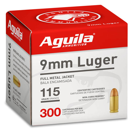 9mm Luger, Aguila Ammunition, FMJ 115GR 300RD/BX