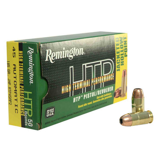 .45 Auto, Remington Ammunition, HTP JHP 185GR., 50RD/BX