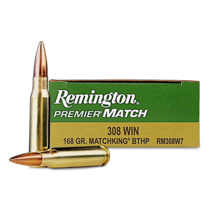 .308 WIN, Remington Ammo, Premier Match MatchKing BTHP 168GR. 20RD/BX