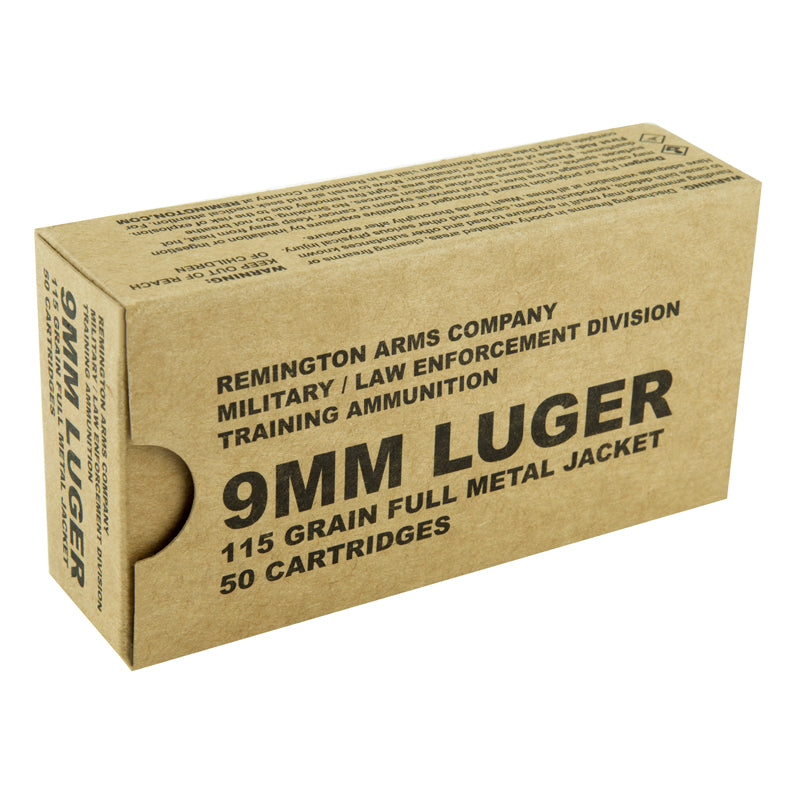 9mm Luger, Remington Ammunition, FMJ 115GR 50RD/BX