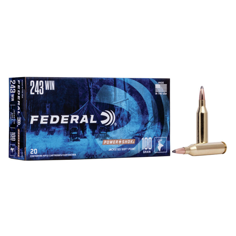 .243 Winchester - Federal Ammunition - Power•Sho JSP 100GR. 20RD/BX