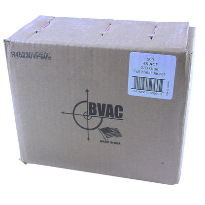 BVAC .45 ACP Ammunition 50/500 Rounds Reloaded FMJ 230 Grains