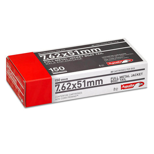 7.62 X 51mm - Aguila Ammunition - Rifle, FMJBT, 150GR. 20RD/BX