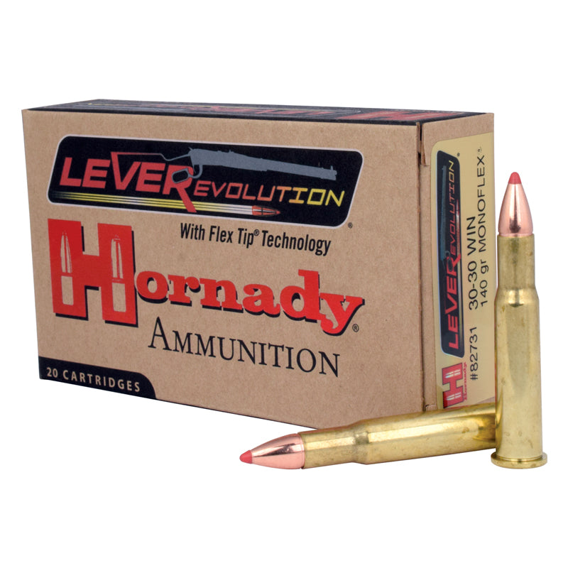 30-30 Winchester, Hornady Ammo, Monoflex® LEVERevoltion 140GR. 20RD/BX