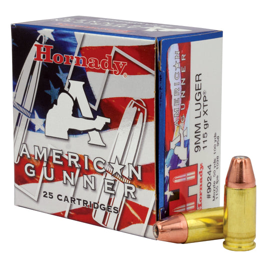 9mm Luger, Hornady Ammunition, American Gunner XTP 115GR 25RD/BX