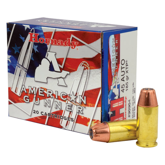 .45 Auto, Hornady Ammunition, American Gunner XTP 185GR., 20RD/BX