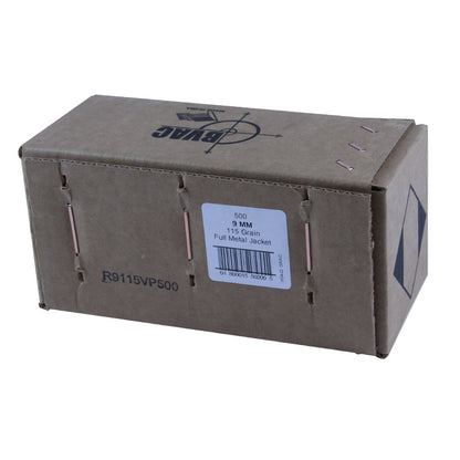 BVAC 9mm Luger Ammunition 50/500 Rounds Reloaded FMJ 115 Grains