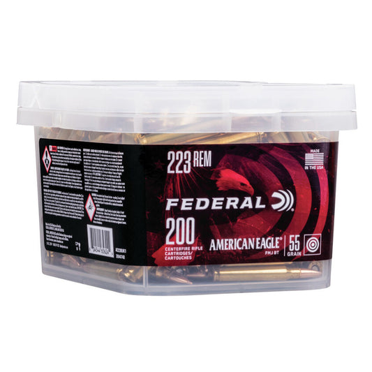 .223 Remington, Federal Ammo/American Eagle, Rifle FMJ 55GR. 200RD/BKT