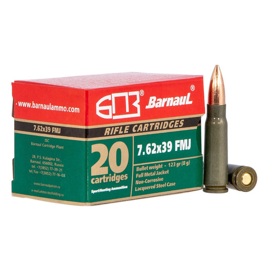 7.62x39mm - Barnaul Ammunition - Rifle, FMJ, 123GR. 20RD/BX