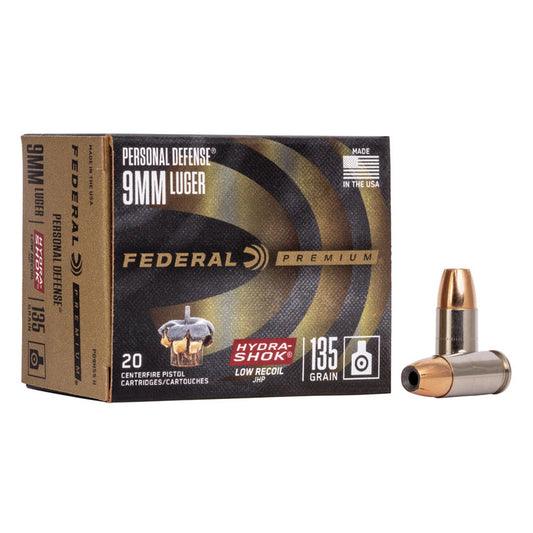 9mm Luger - Federal - Personal Defense, Hydra•Shok JHP 135GR. - 20RD/BX