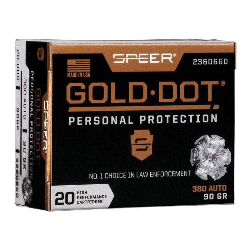 .380 Auto - Speer Ammunition - Gold Dot, Personal Def 90GR - 20RD/BX