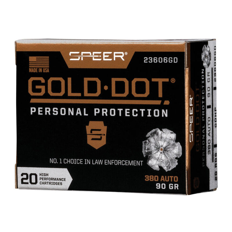 .380 Auto - Speer Ammunition - Gold Dot, Personal Def 90GR - 20RD/BX