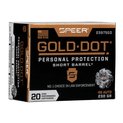 .45 Auto - Speer Ammo - Gold Dot, Short Barrel Personal Def 230GR - 20RD/BX