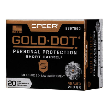 .45 Auto - Speer Ammo - Gold Dot, Short Barrel Personal Def 230GR - 20RD/BX