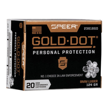 9mm Luger 124GR - Speer Ammo - Gold Dot, Handgun Personal Protection