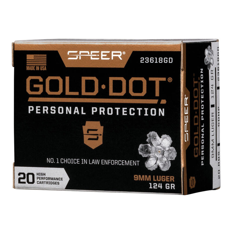 9mm Luger 124GR - Speer Ammo - Gold Dot, Handgun Personal Protection