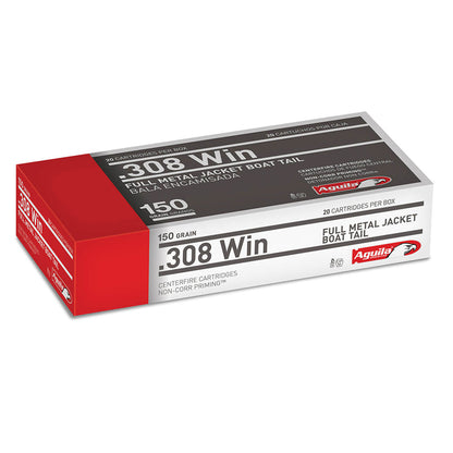 .308 WIN - Aguila Ammunition - Rifle, FMJBT, 150GR. 20RD/BX