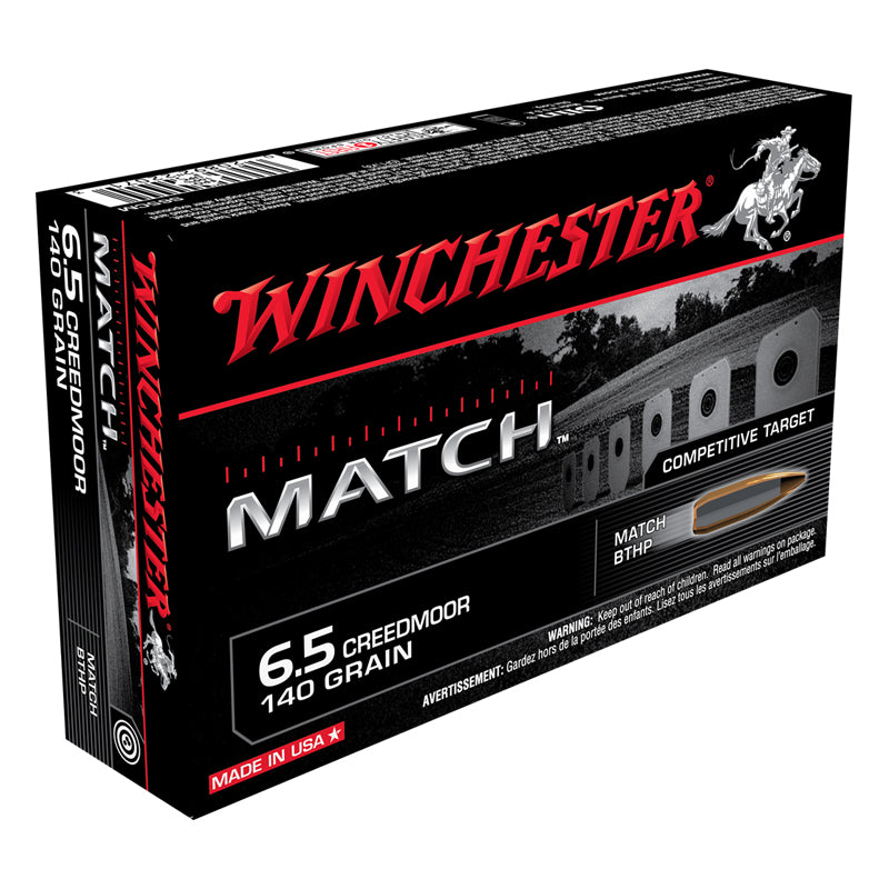 6.5 Creedmoor, Winchester Ammo, Match BTHP 140GR. 20RD/BX