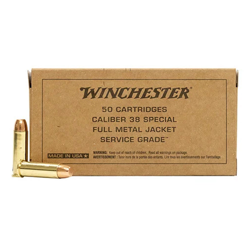 .38 Special, Winchester Ammunition, Service Grade FMJFN 130GR. 50RD/BX