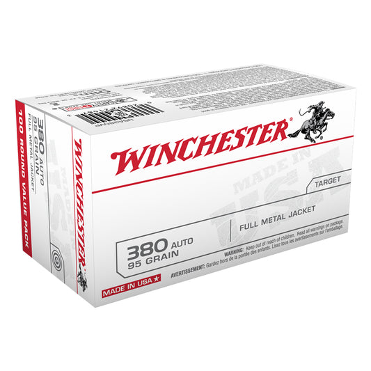 .380 Auto, Winchester Ammunition, USA FMJ 95GR 100RD/BX