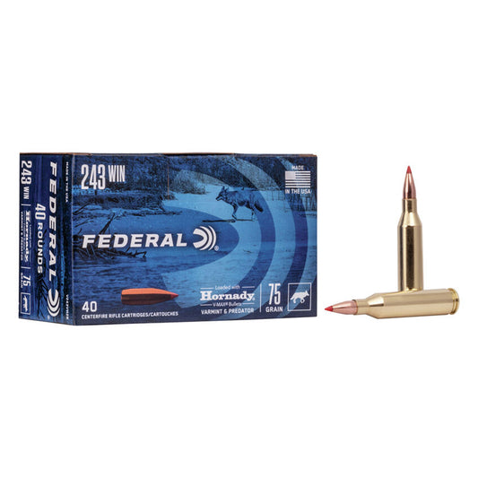 .243 Winchester, Federal Ammunition - Rifle V-MAX 75GR. 40RD/BX