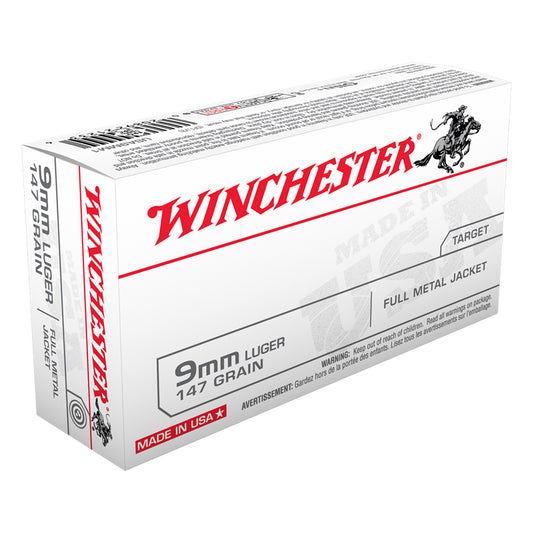 9mm Luger, Winchester Ammunition, USA FMJ 147GR 50RD/BX
